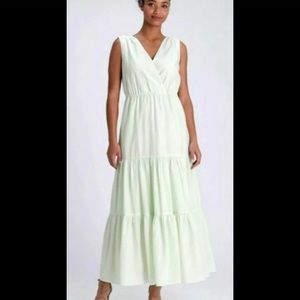 Banana Republic Mint Honeydew Organic Cotton Tiered Maxi Dress XL
